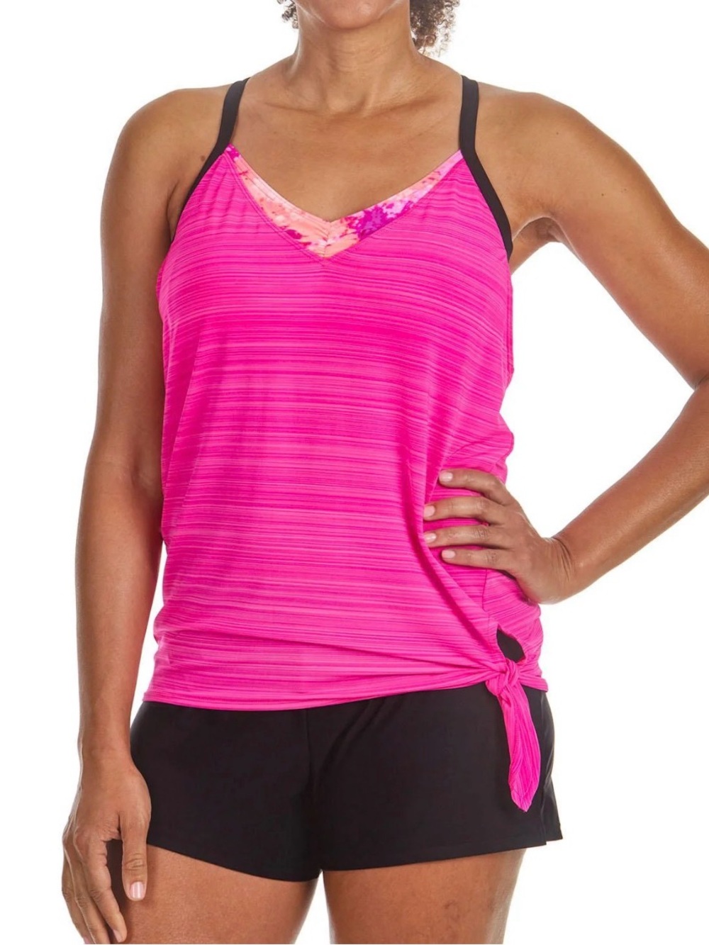 ZEROXPOSUR Tie-Side Tankini Swim or Athletic Top